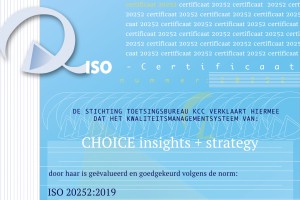 CHOICE insights + strategy is ISO20252:2019 gecertificeerd